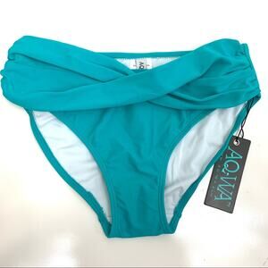 AQ-WA Teal Bandeau Bikini Swim Bottoms Small NWT